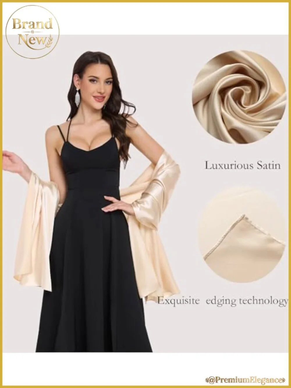 Satin Shawl Wrap Women Wedding Scarf Evening Cover Up Formal